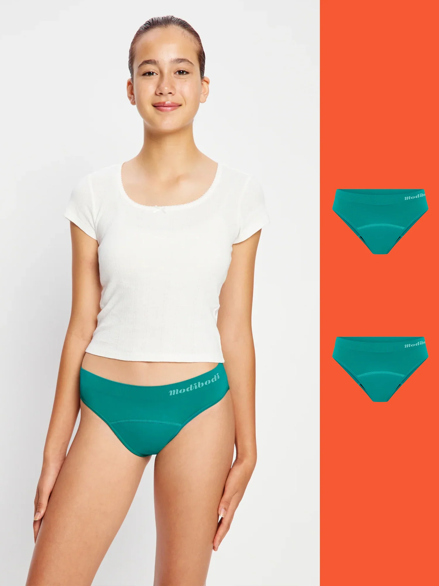 ModiComfort Seamless Teen Hipster Bikini Moderate Enchanted Green 2 Pack