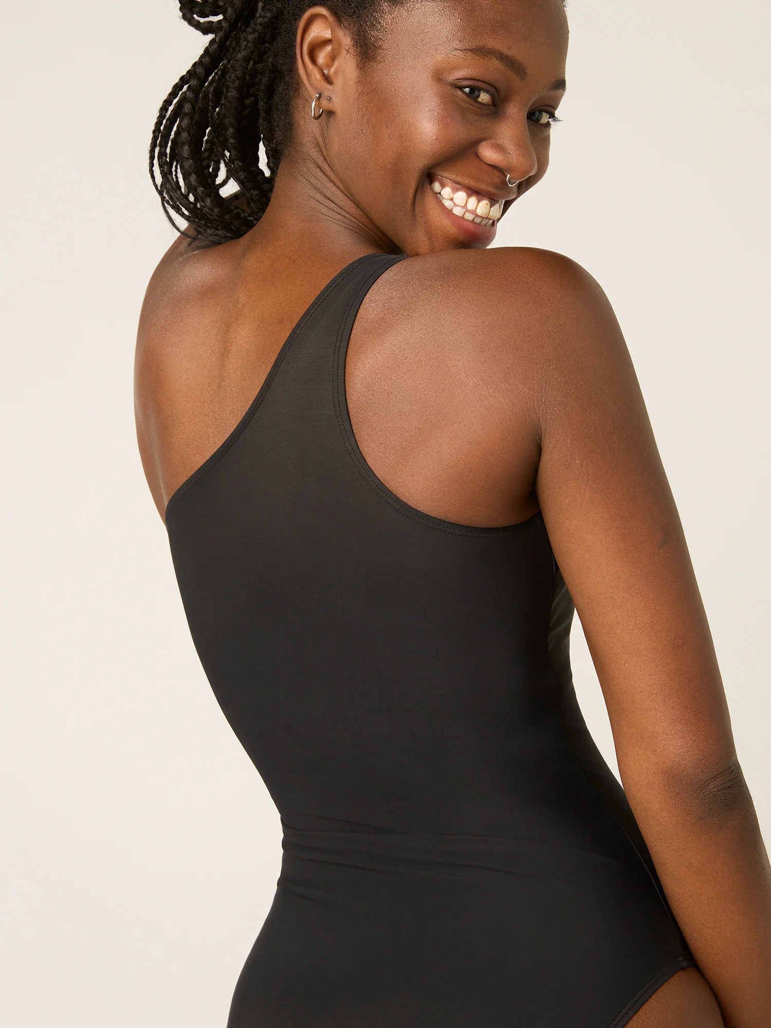 Swimwear One-Shoulder One-Piece Light Black - Image 6