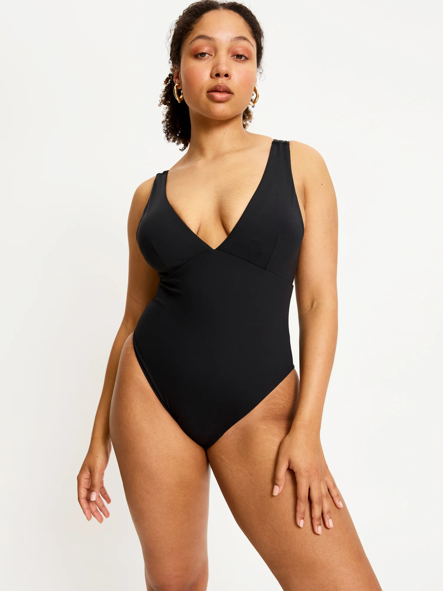 Swimwear V Plunge One Piece Light Black - Image 2