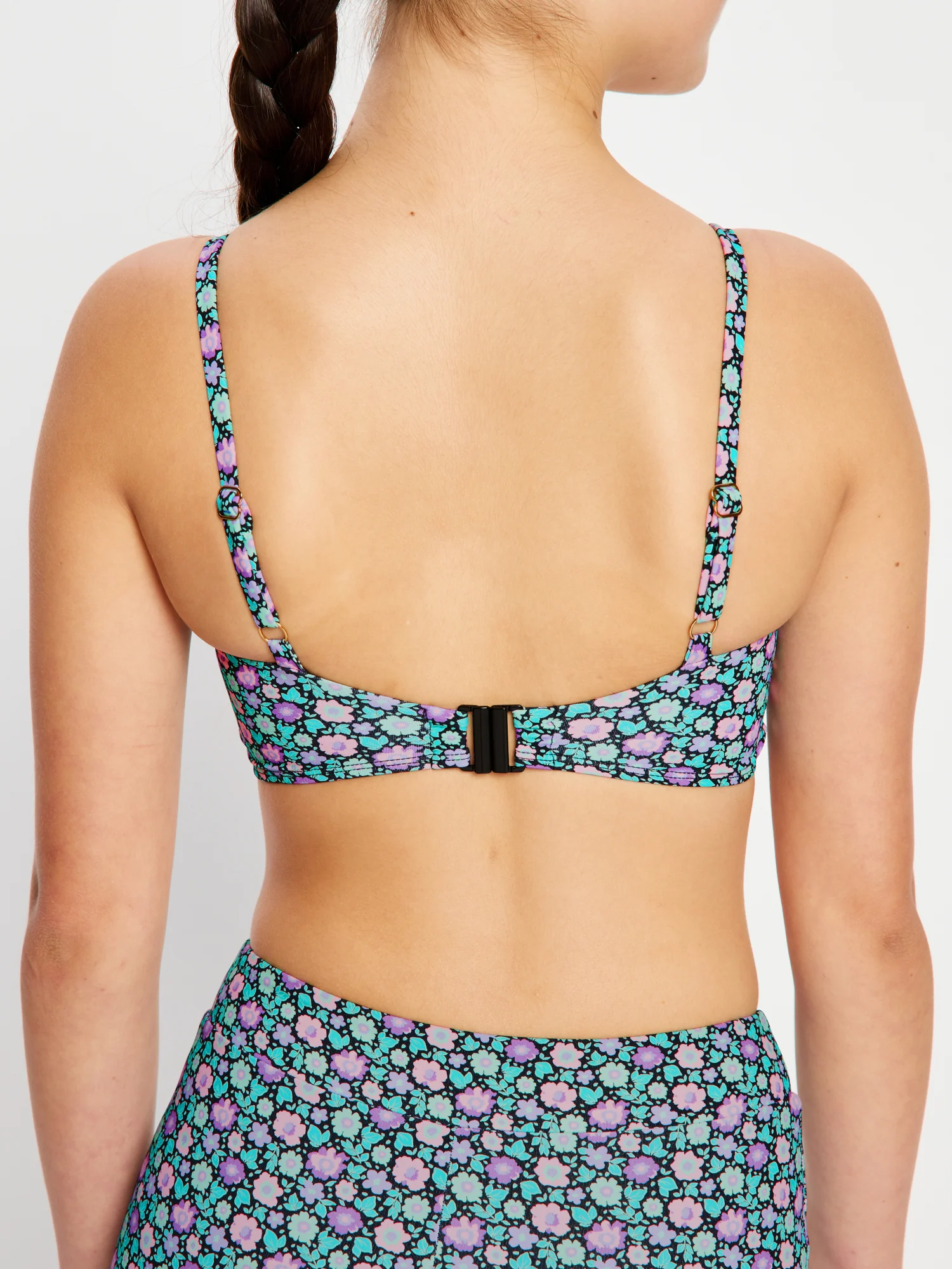 Teen Swimwear Bandeau Strap Crop Top Luna Blossom Black - Image 5